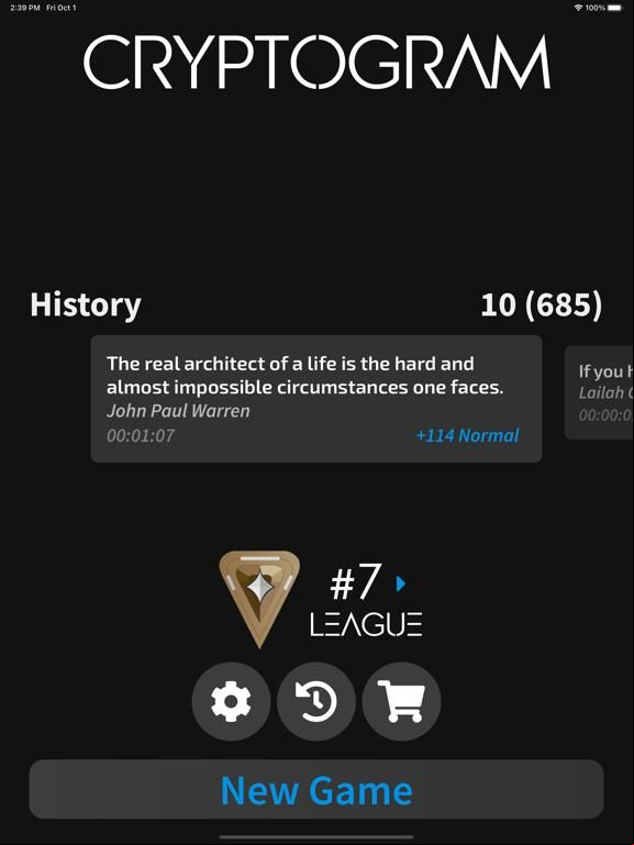 Cryptogram game screenshot